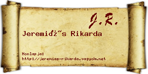 Jeremiás Rikarda névjegykártya